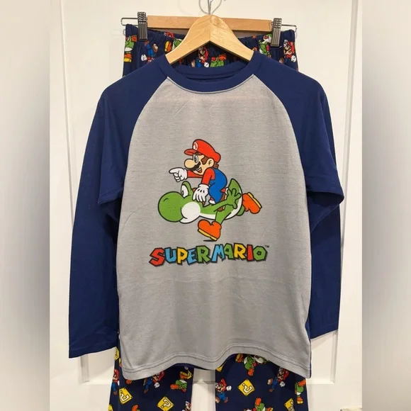 Nintendo Super Mario Kids Pajama Set - Navy and Gray - Picture 3 of 12
